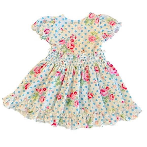 Olive Mae Floral Polka Dot Girls Dress with ruffles Size 18 Months - Picture 6 of 8